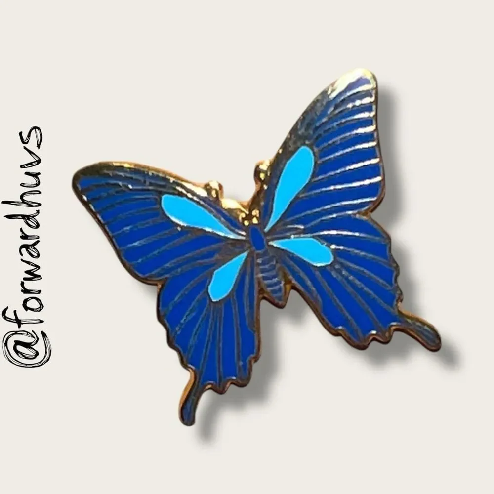 Bundle Sale 3 for $15 | Gold Tone Butterfly Pin –  Blue Enamel